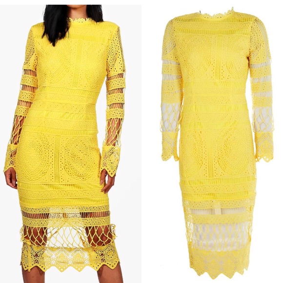 Boohoo Dresses & Skirts - Boutique Lace Paneled Midi Dress